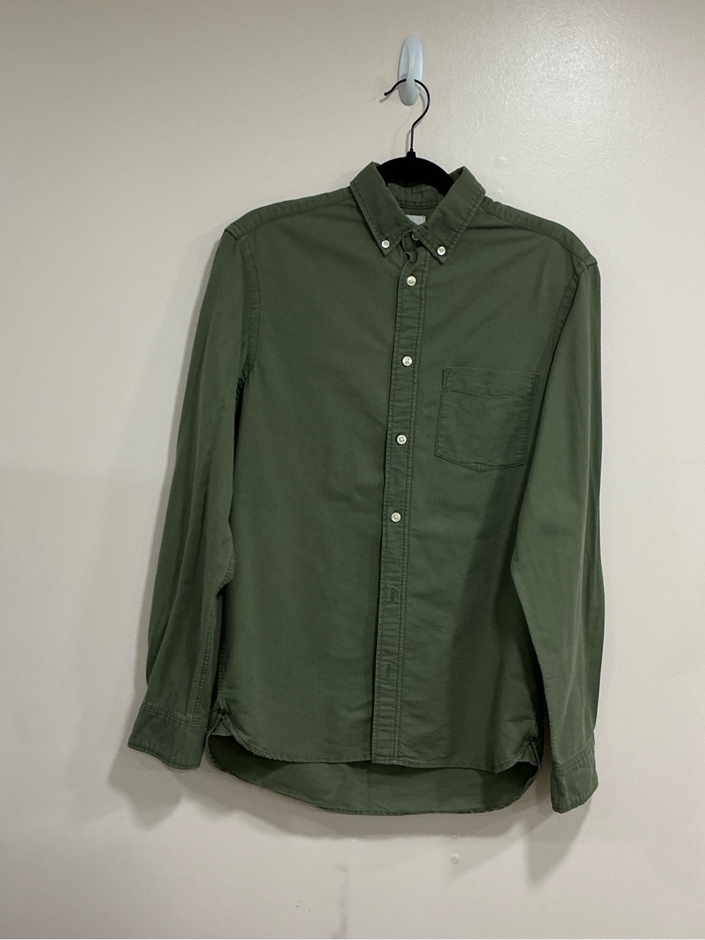 H&M Small 100% cotton Olive Green Button-Down Shirt - Casual Long Sleeve